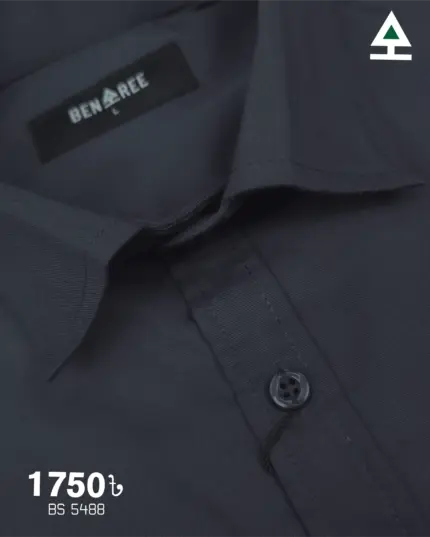 Dark Charcoal Grey Solid Formal Shirt - 23S 5488