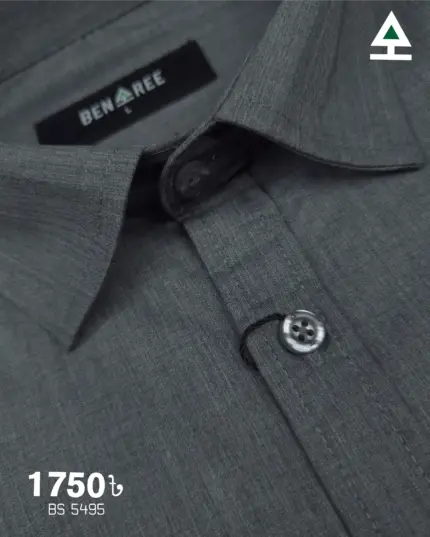 Dark Grey Solid Formal Shirt - 23S 5495